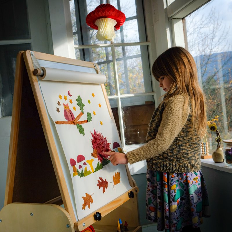 3-in-1 Kids Art Easel with Magnetic Chalkboard Whiteboard & Storage, Adjustable Height