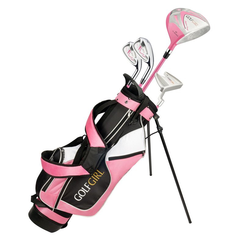 Junior Girls Golf Club Set V3 with Pink Clubs and Bag for Right Handed