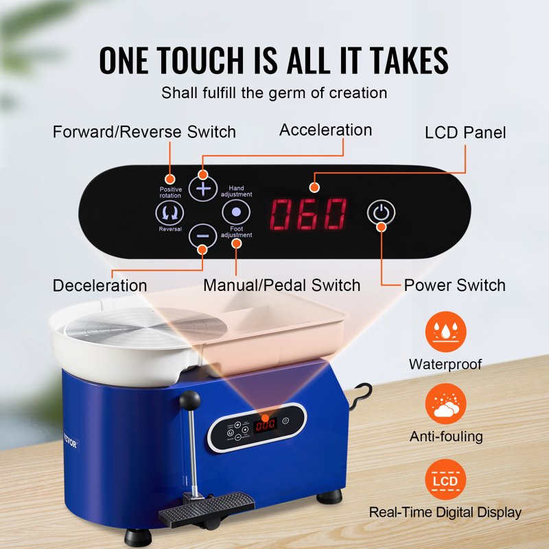 Pottery Wheel Machine 450W with LCD Touch Screen & Accessories for Adults and Beginners