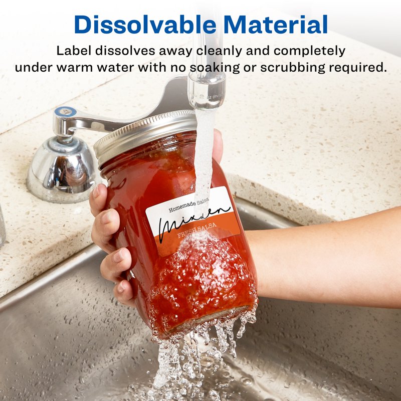 Dissolvable Labels 1-1/4 x 2-3/8 inch, Waterproof, Food Safe, 90 Sheets