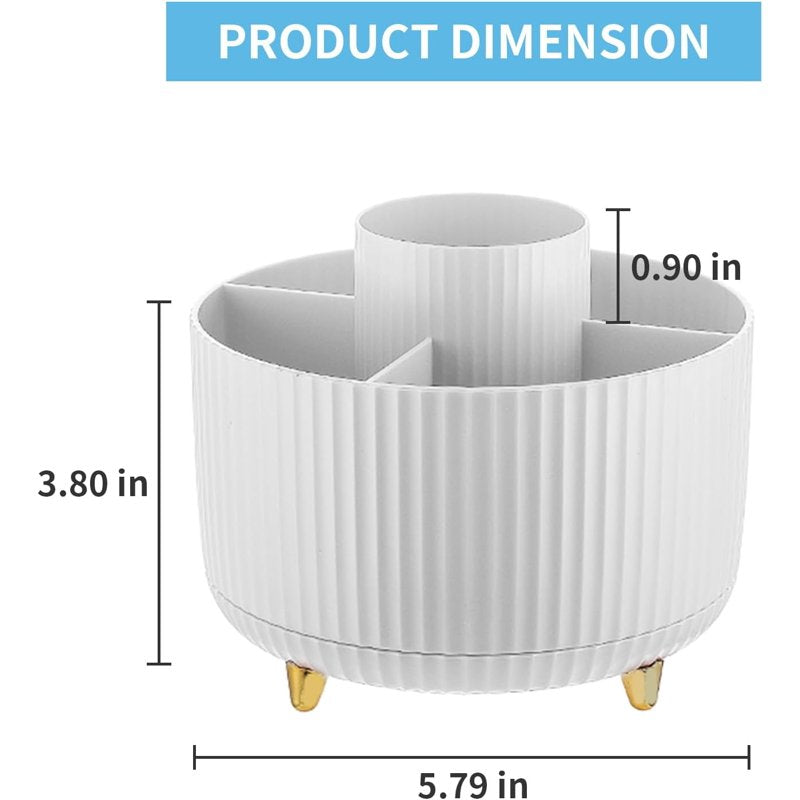 360° Rotating Desk Organizer with 5 Large Compartments for Office & Home