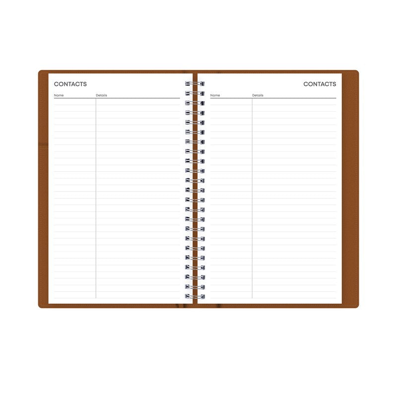 Blue Sky Perpetual Monthly Weekly Planner 5x8 Faux Leather Tan