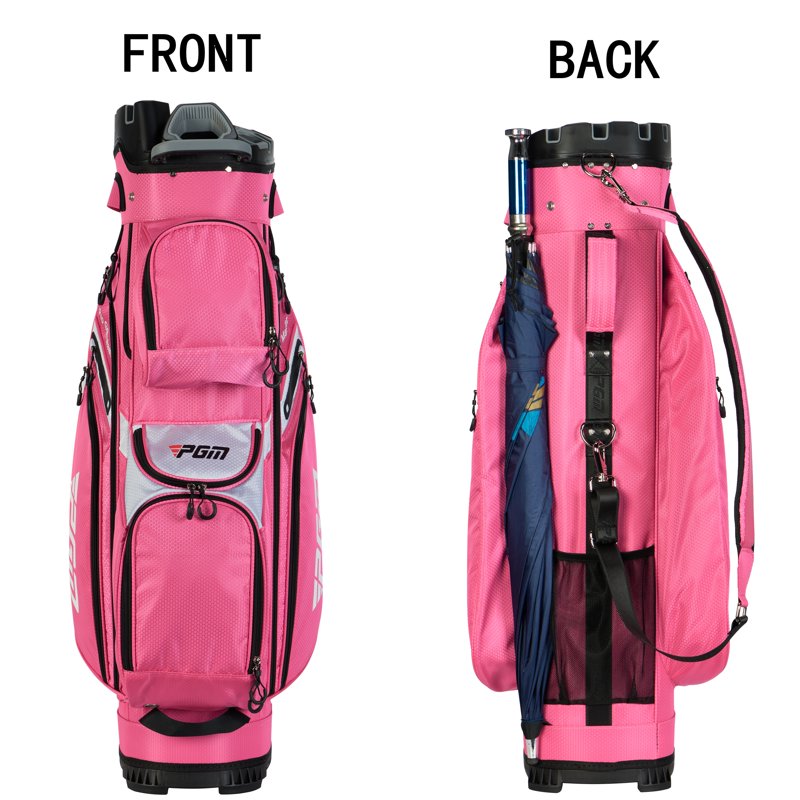 PGM Women's Golf Cart Bag 14-Way Organizer Silent Top Waterproof - Pink