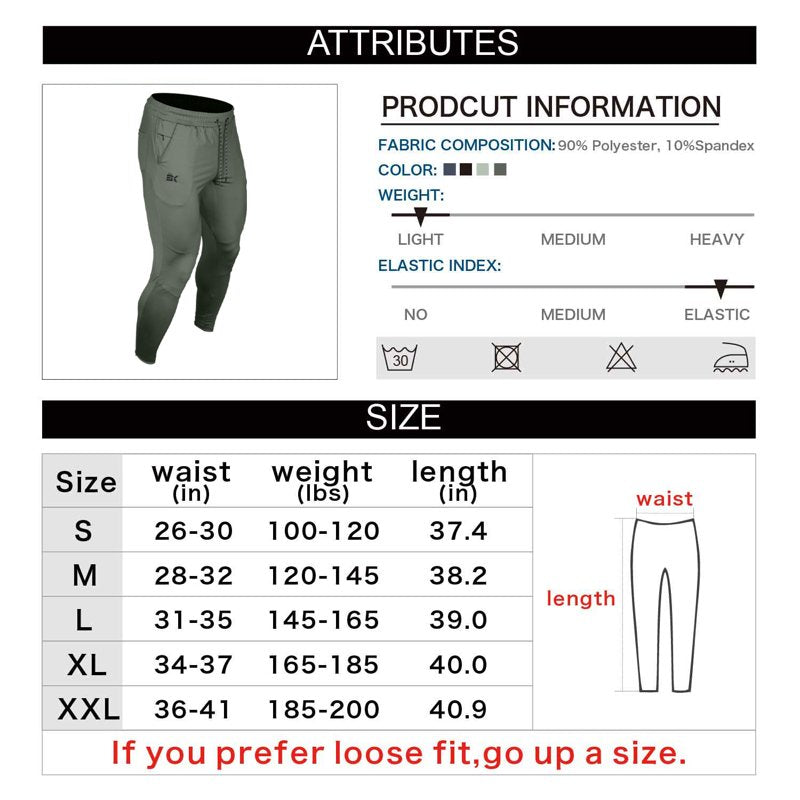 Men's Lightweight Stretch Gym Joggers with Zip Pocket - Athletic Sweatpants