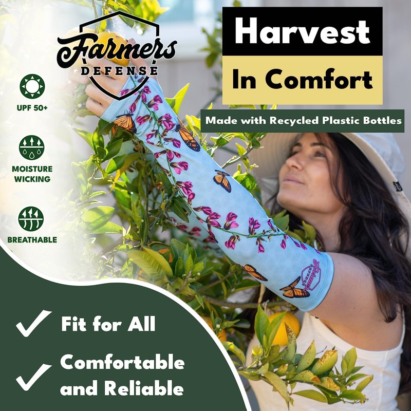 UV Protective Gardening Arm Sleeves - UPF 50+ Eco-Friendly Sun Cover for Women & Men