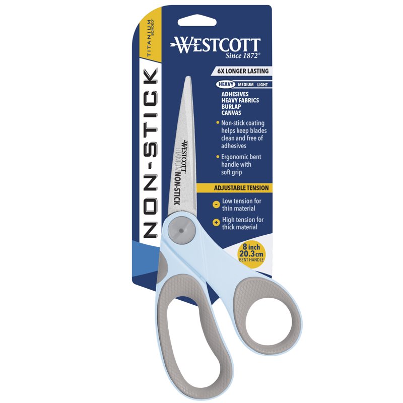 8" Titanium Bonded Non-Stick Bent Craft Scissors with Adjustable Glide