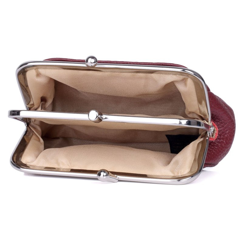 Leather Coin Purse with Triple Frame - Soft Milled Leather, Multiple Colors