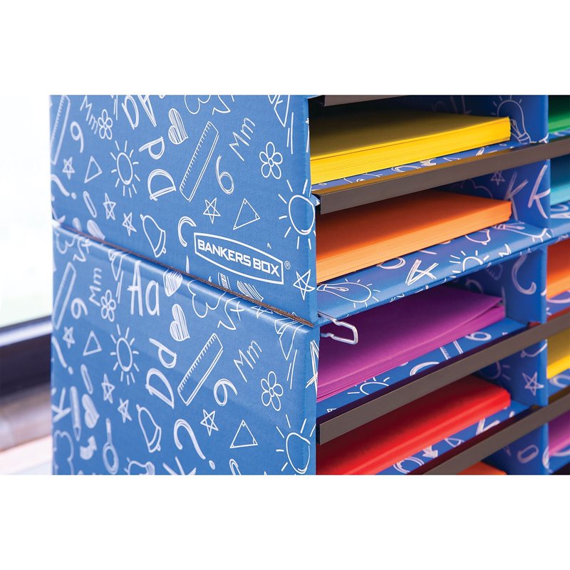 Classroom Literature Organizer with 30 Compartments - Blue, 28.5 x 12.375 Inches