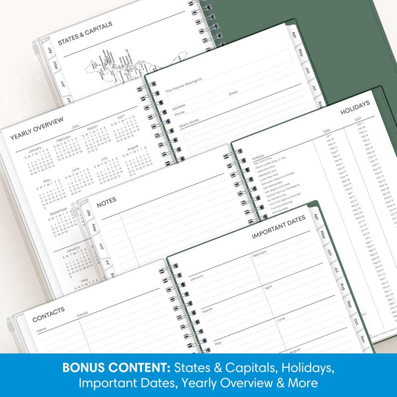 Academic Year Planner Calendar 2026-2027, 15 Months, 5x8 Inch Portable Weekly & Monthly Organizer with Zip Pouch