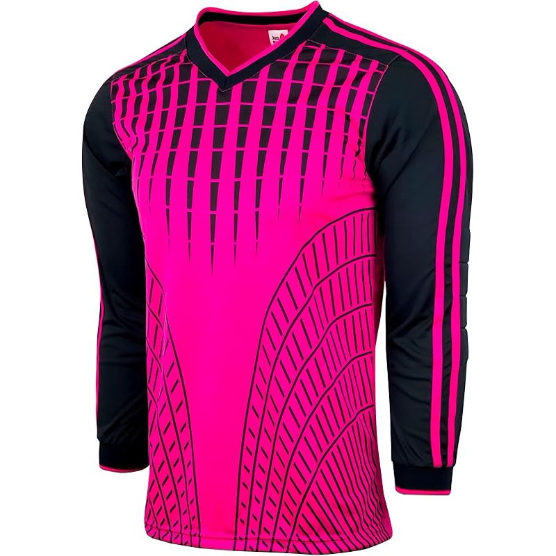 Goalkeeper Jersey with Padded Elbows - Rain Design, Adult Medium, Pink/Black