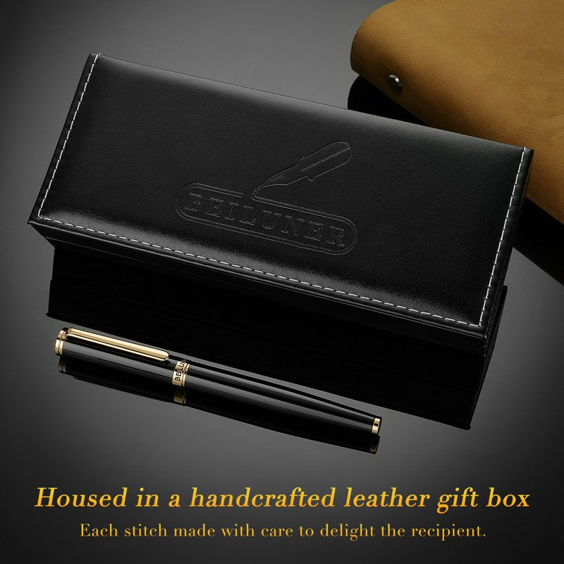 Luxury Fountain Pen with 24K Gold Finish and Gilded Nib - Elegant Gift Set
