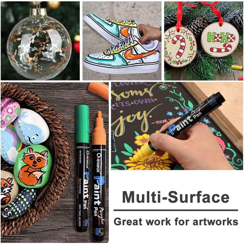 Water-Based Permanent Paint Markers Set - White & Black, Quick Dry, Waterproof, Medium Tip