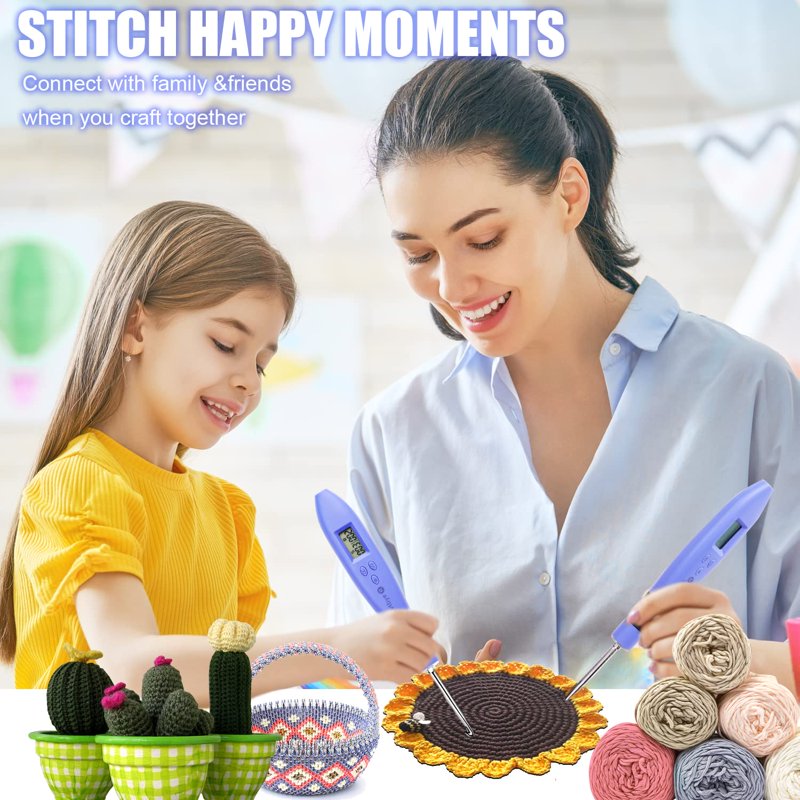 Digital Crochet Hook Set with LED Light and Stitch Counter - Multiple Sizes