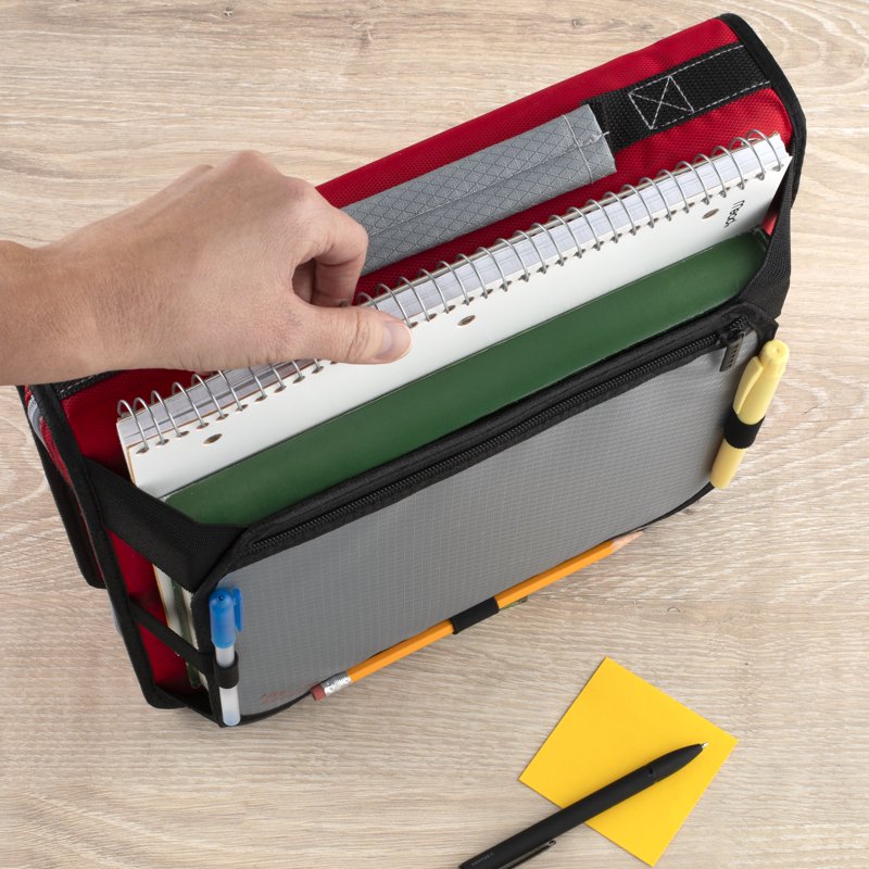 2-Inch Red Expanding Zipper Binder with 5-Tab File System & Carry Handle