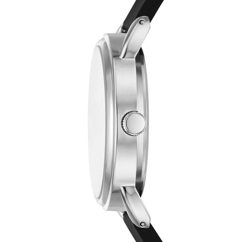 Silver Ladies' Watch with Silicone Strap, Easy Read Dial, 34mm Quartz