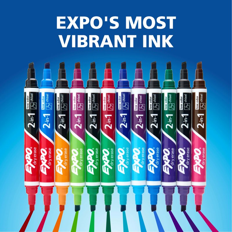 Expo Dual Ended Low Odor Assorted Chisel Markers - 16 Count