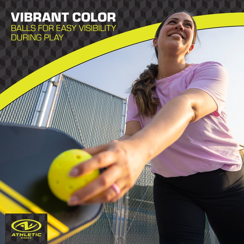 Athletic Works 3-Pack Pickleballs - Yellow (Variation: Single) 74mm 26g USA Pickleball Approved