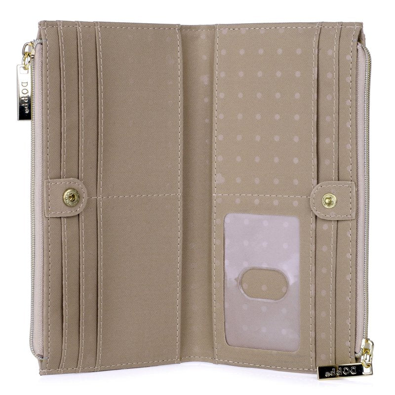 Women's Leather Cosmopolitan Wallet with Card Slots & Zipper Pockets