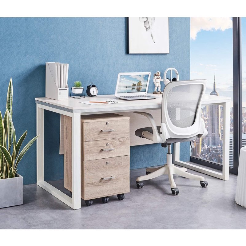 3-Drawer Mobile Wooden File Cabinet with Lock for Home Office or Business