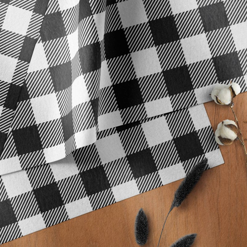 Lightweight Cotton Flannel Buffalo Plaid Fabric - 42" x 1.5 Yards, Black & White for Crafts