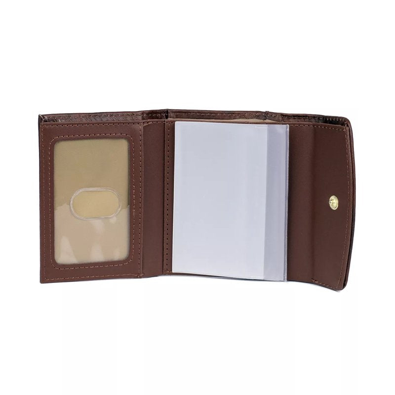 Women’s Mini Trifold Leather Wallet with Card Slots and Zipper Pocket – Multiple Colors