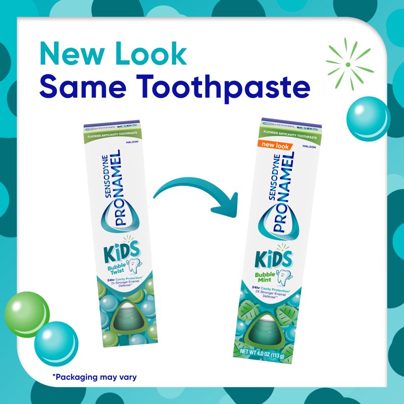 Kids Bubble Mint Fluoride Toothpaste - Cavity & Enamel Protection, 4 Oz