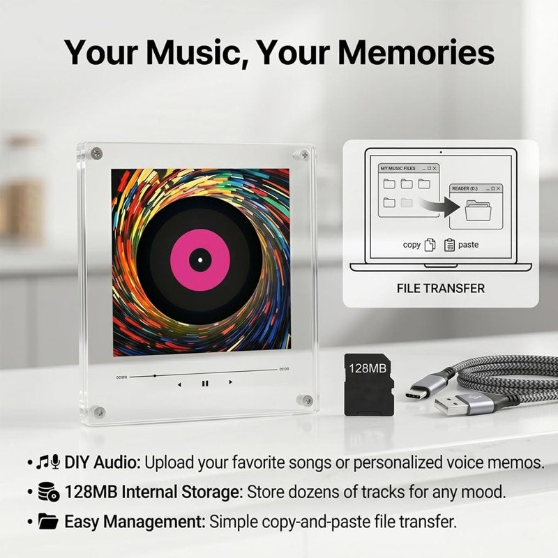 Mini Vinyl Record Fridge Magnet with LED Light - Portable Music Player & Decor
