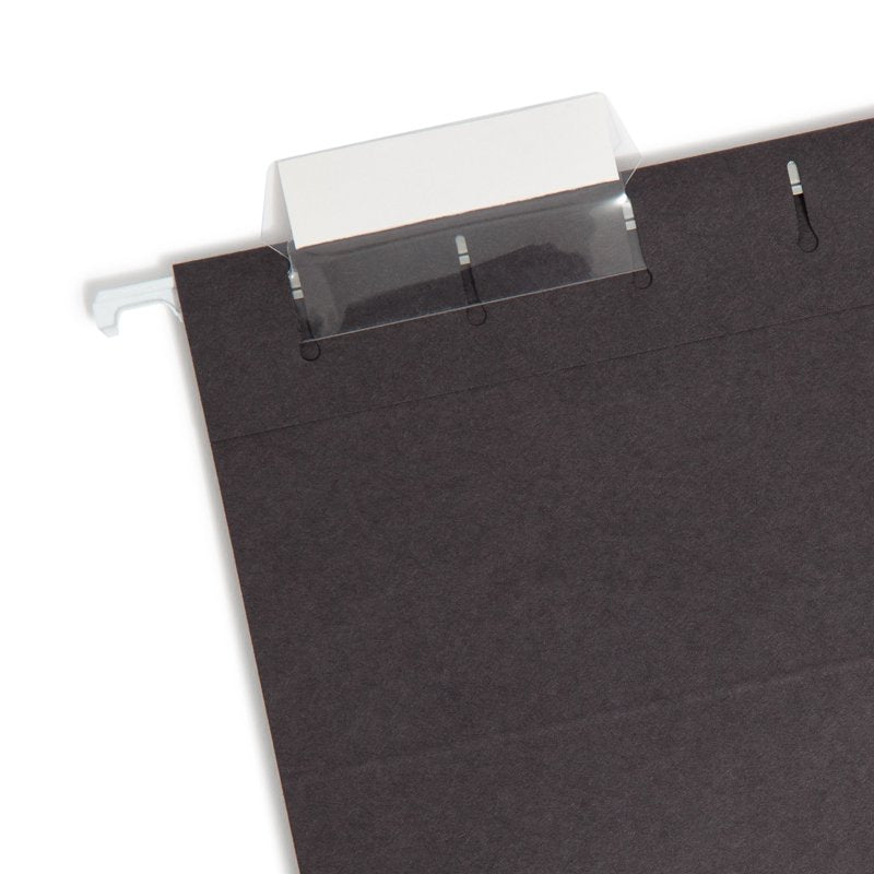 Office Filing Folders with Tabs - 25 Black Letter Size Hanging File Organizers