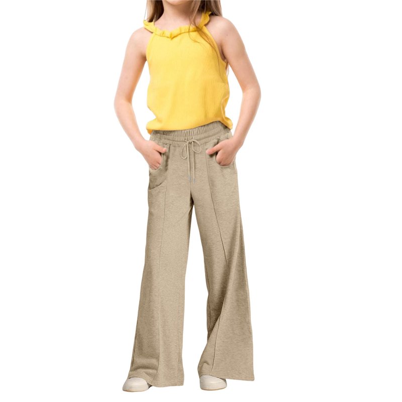 Girls Oversized Wide Leg Sweatpants with Pockets and Drawstring Waist