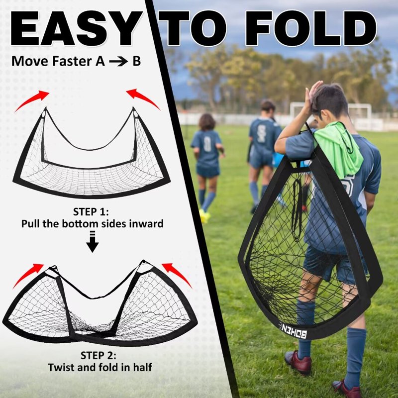 BOHEN 9x5 ft Portable Soccer Goal for Backyard with Carry Bag - Black, 2 Pack