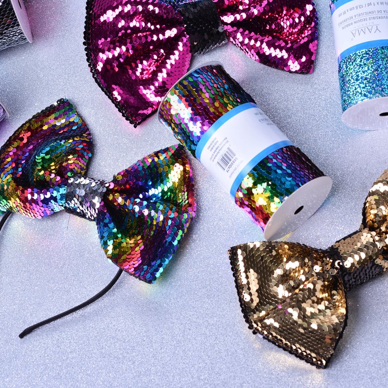 Reverse Sequin Ribbon 5-3/8 inch Wide Craft Ribbon for Decoration and Gift Wrapping