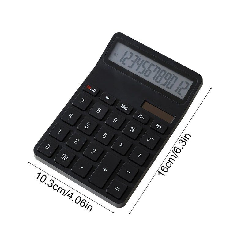 Solar Power Calculator with Battery Backup - Large 12-Digit LCD Office Device