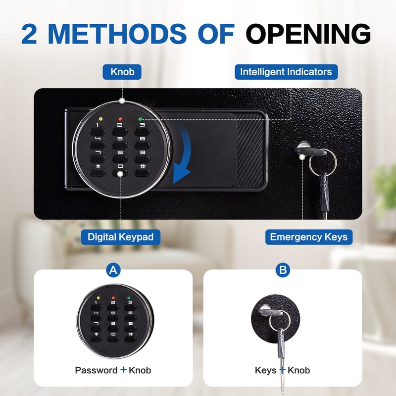 2.0 Cu Ft Security Safe with Dual Alarm & Digital Keypad for Home Office