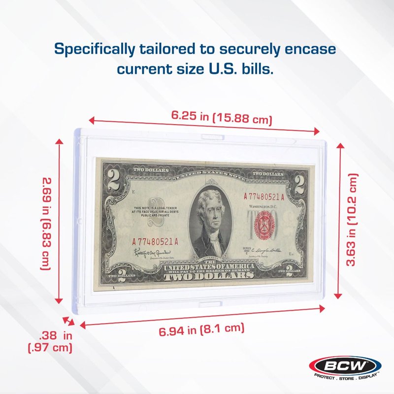 Deluxe Currency Slab - Regular Bill Display Holder for Currency Collecting