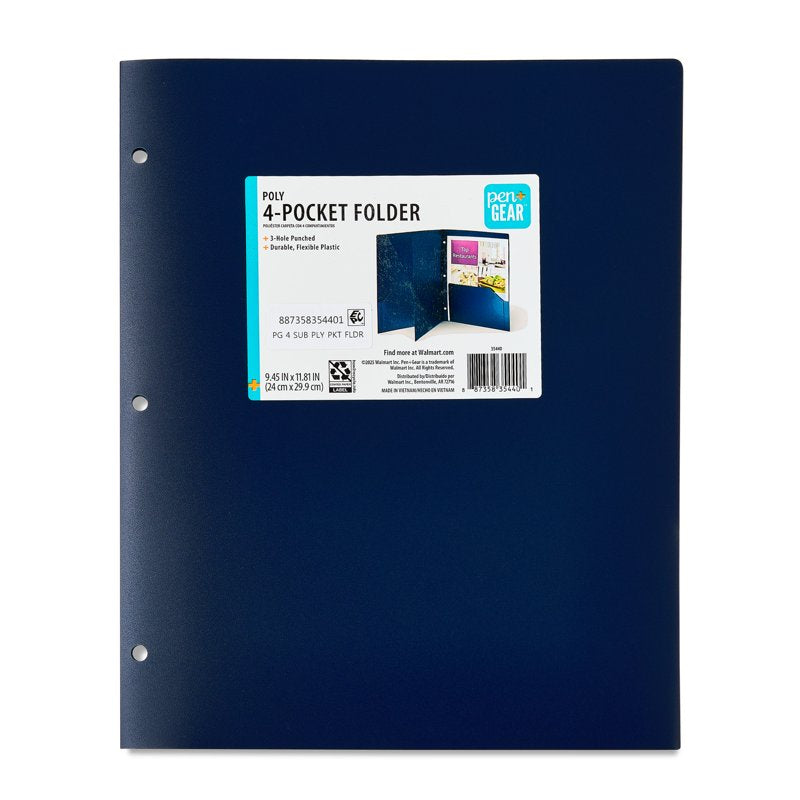 4-Pocket Poly Folder for Office and School Documents - 19 Pack