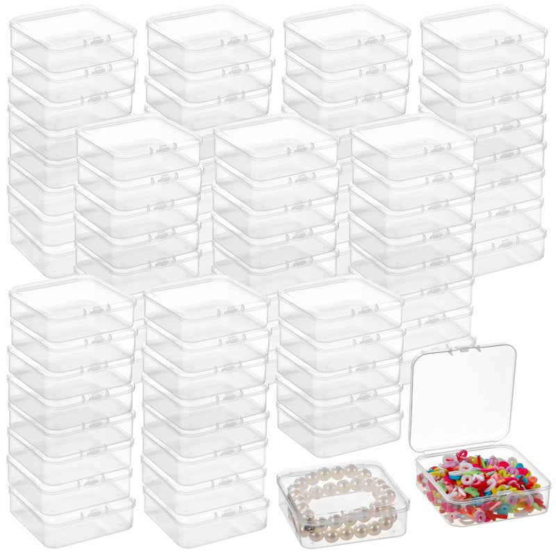 120PCS Small Plastic Bead Storage Containers with Hinged Lids - Clear Jewelry & Craft Organizer Boxes
