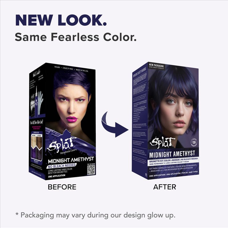Semi-Permanent Hair Dye Kit for Brunettes - Vibrant Purple Color, Vegan & No Bleach Needed