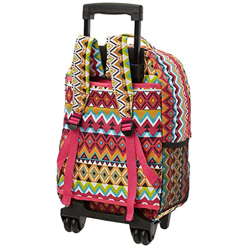 Unisex Rolling Backpack with Wheels and Multiple Pockets - 17 Inch