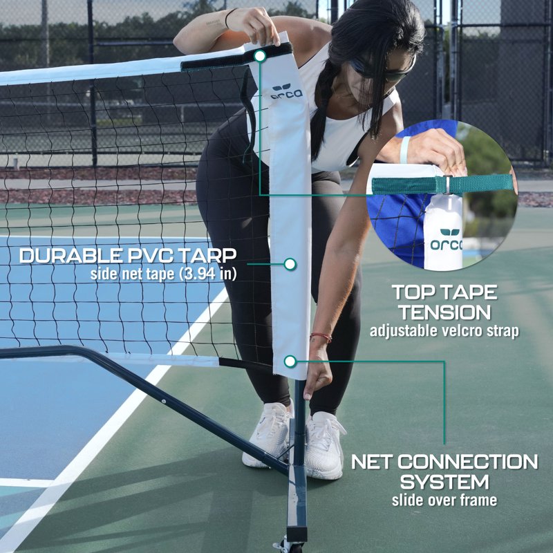 2-in-1 Pickleball Net Set with Steel Frame, Full & Half Court, USAPA Regulations