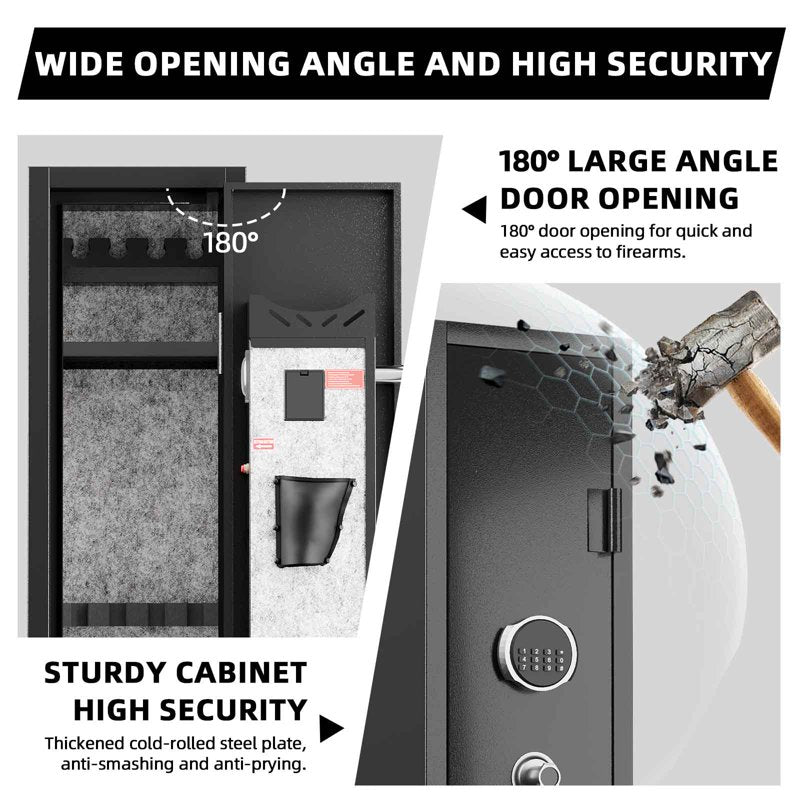 2-3 Rifle Gun Safe with Adjustable Shelf, Quick Access Home Security Cabinet