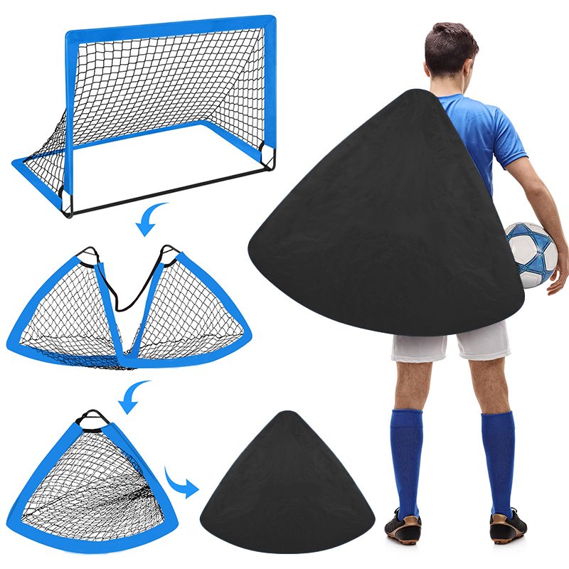 Portable 4x3ft Soccer Goals Set for Kids - Pop Up Backyard Training, Includes Ball, Cones & Targets