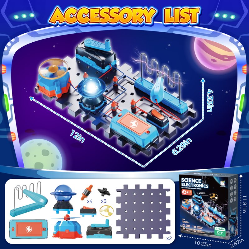 Kids STEM Science Kit with Circuit Board Light & Music - Electronics Exploration Toy for Ages 8+