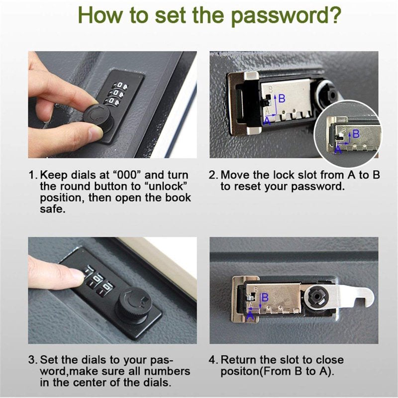 Hidden Book Safe with Combination Lock - Secret Compartment for Valuables 8.7x6x2 inches