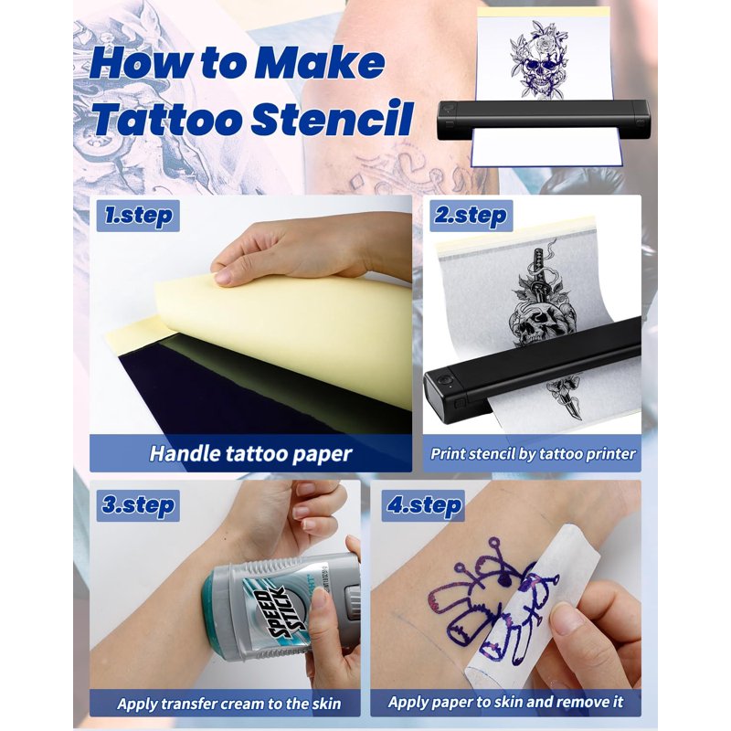 Tattoo Transfer Paper Kit 100 Sheets for Tattooing & Artistic Tracing