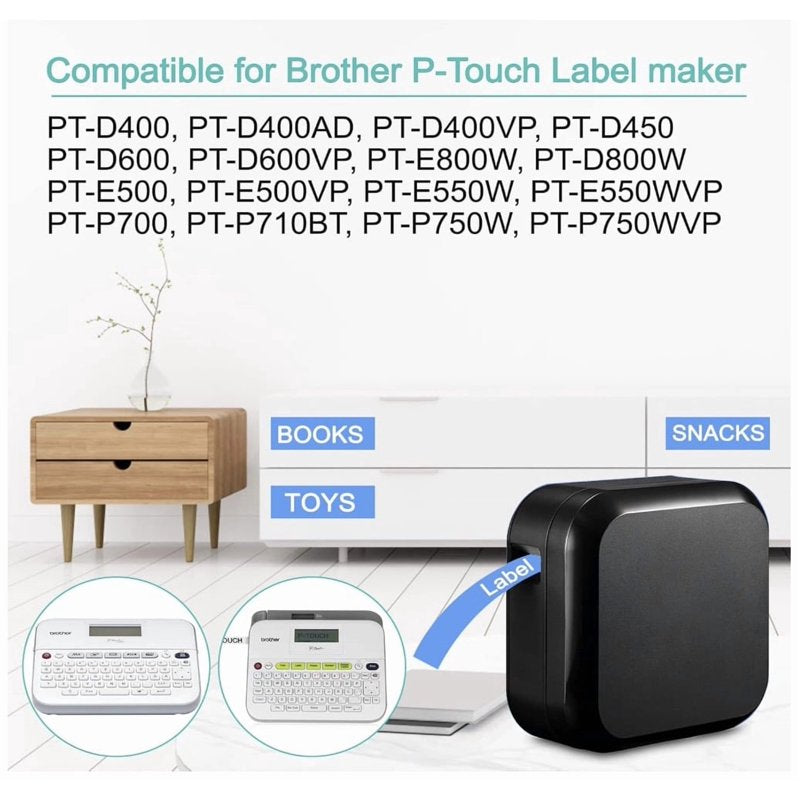 2 Pack Laminated TZE Refills Compatible with Brother P-Touch Label Makers
