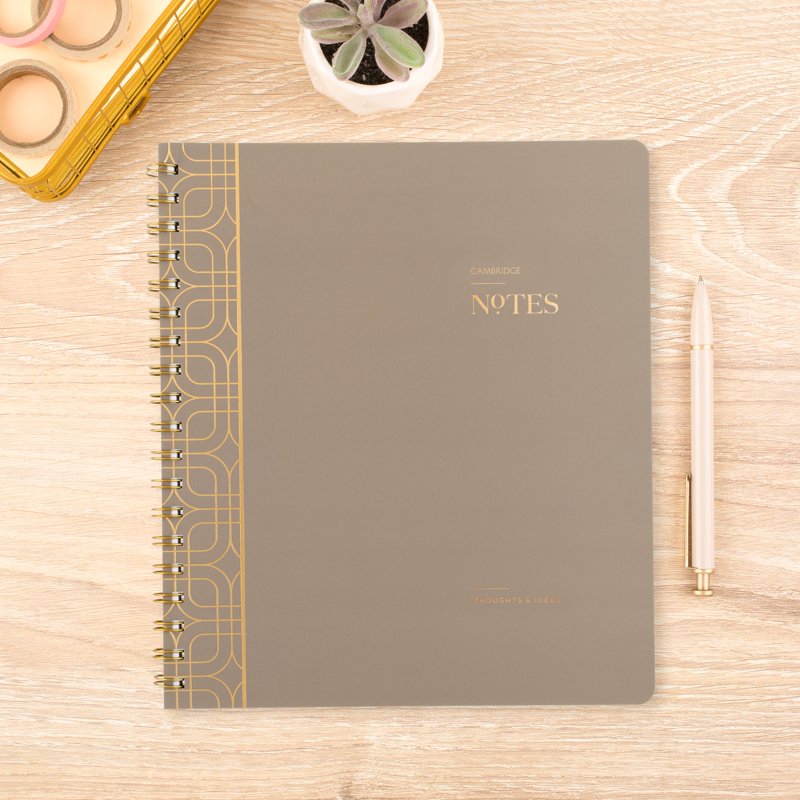 Spiral Notebooks 8x10 Inches - Taupe Cover, 80 Sheets, Legal Ruled, Durable & Tear-Out Pages