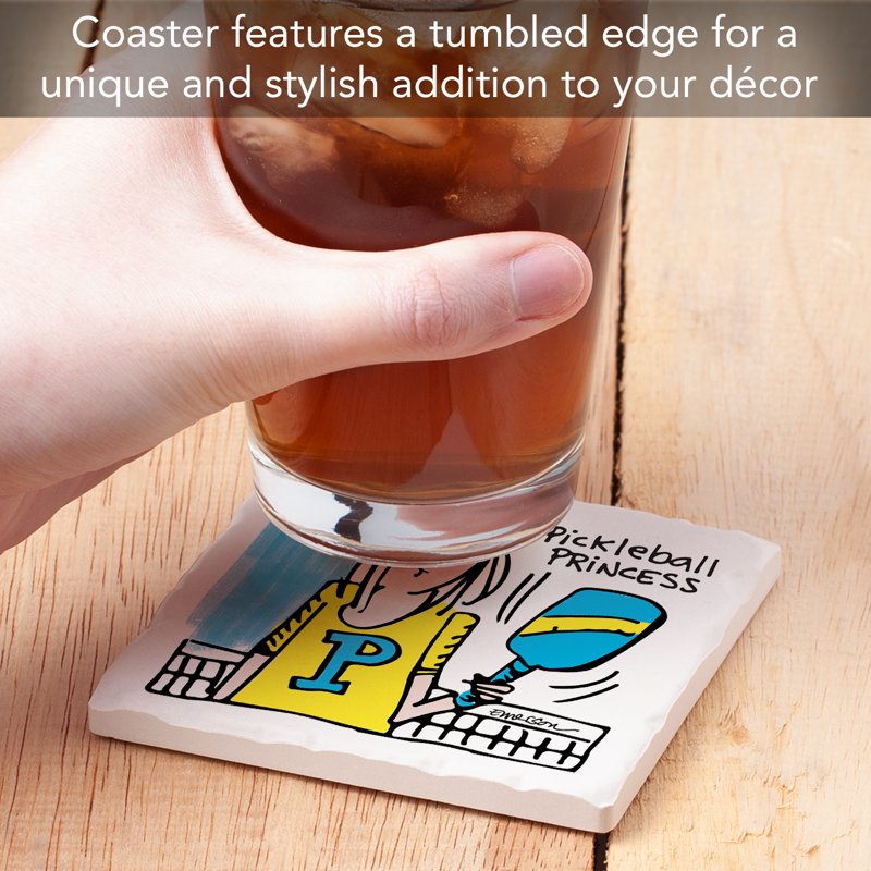 Pickleball Princess Coaster - Thirstystone Single Tumbled Tile Coaster Set