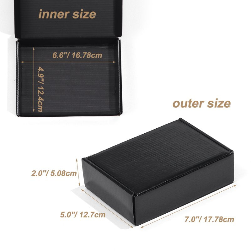 20-Pack Black Corrugated Shipping Boxes 7x5x2 Small Mailer Cardboard