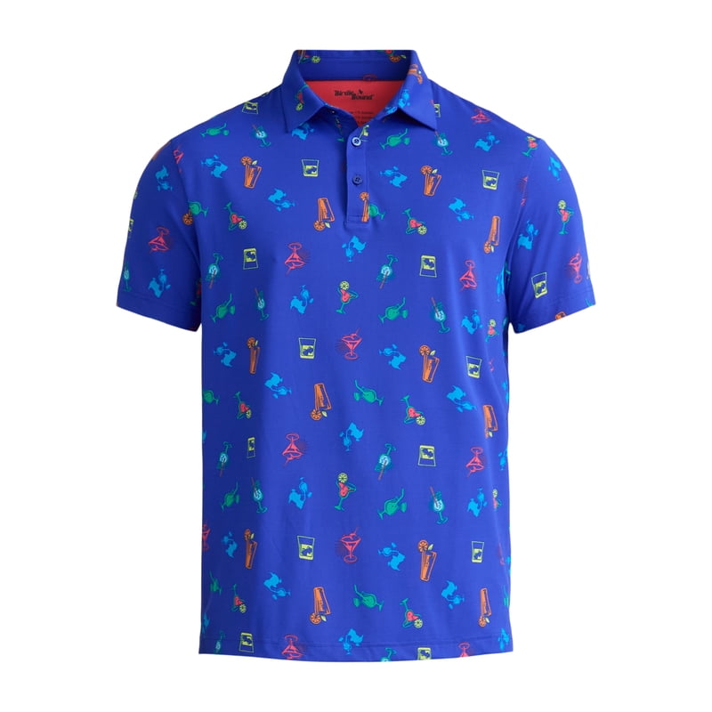 Men's Novelty Print Golf Polo Shirt with 4-Way Stretch - Multiple Colors & Sizes