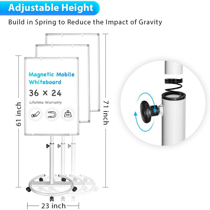 Magnetic Dry Erase Board 36x24 Inch Portable Whiteboard with Stand for Office School Home